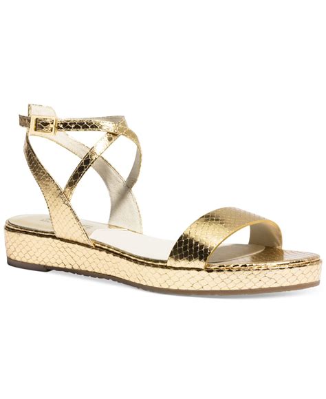 michael kors gold metallic flat sandals|poshmark Michael Kors gold sandals.